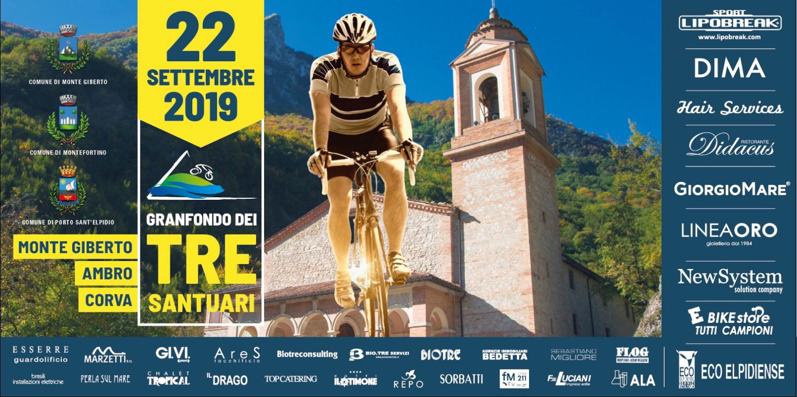 Locandina della Granfondo Tre Santuari del Fermano 22 Settembre 2019