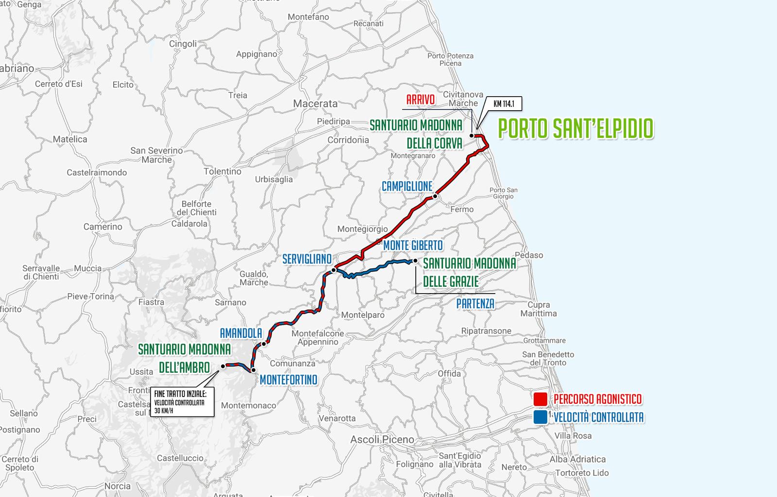 Planimetria della Granfondo Tre Santuari del Fermano 22 Settembre 2019