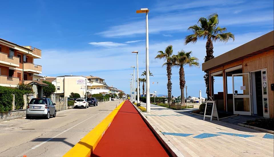 La nuova sezione di pista ciclabile a Porto Sant'Elpidio